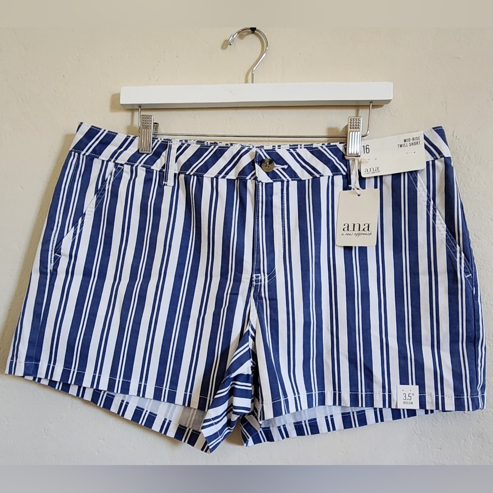 Ana Blue and White Striped Shorts